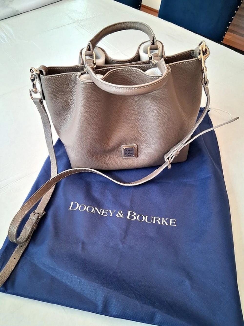 Dooney & Bourke Lucca Leather Barlow Leather Shoulder Bag in Elephant Like New